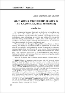 Great Armenia and Euphrates Frontier in 60-s A.D. (Conflict, ideas, settlement)