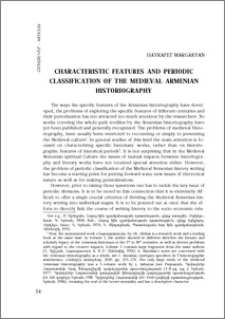 Characteristic Features and Periodic Classification of the Medieval Armenian Historiography