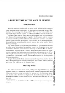 A Brief History of the Maps of Armenia