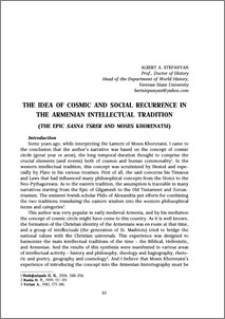The idea of cosmic and social recurrence in the Armenian intellectual tradition (the epic Sasna Tsrer and Moses Khorenatsi)