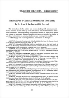 Bibliography of Armenian numismatics (2008-2013)