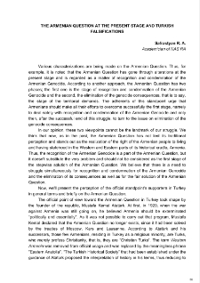 The Armenian Question at the present stage and Turkish falsifications