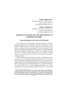 Armenian Genocide and the phenomenon of Armenian diaspora