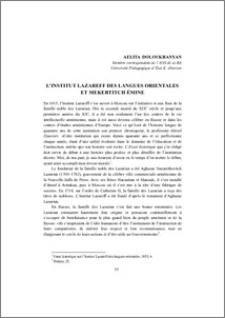 L’institut Lazareff des Langues Orientales et Mekertitch Émine