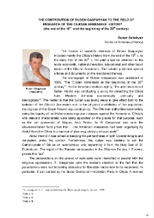 The Contribution of Ruben Gasparyan to the field of research of the Cilician Armenians’ History (the end of the 19th and the beginning of the 20th century)