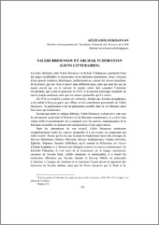 Valéri Brioussov et Archak Tchobanian (Liens Litteraires)