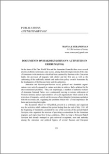 Documents on Hakob Zavriyan’s Activities in Erzrum (1916)