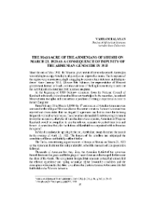 The Massacre of the Armenians of Shushi on March 23, 1920 as a Consequence of Impunity of the Armenian Genocide in 1915