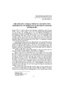 The Specific Characteristics of Depictive Portraying of Armenian Genocide in Spanish Literature