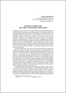 Raphael Lemkin and the 1948 UN Genocide Convention