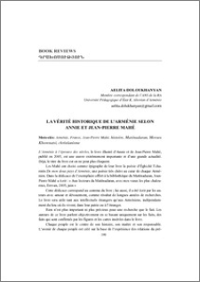 La Vérité Historique de l’Arménie selon Annie et Jean-Pierre Mahé