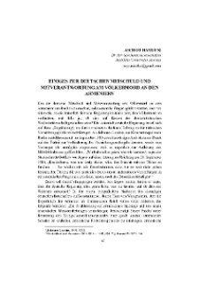 Einiges zur Deutschen Mitschuld und Mitverantwortung am Völkermord an den Armeniern