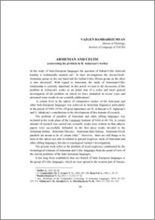 Armenian and Celtic (concerning the problem in H. Acharyan’s works)