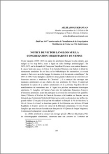 Notice de Victor Langlois sur la Congrégation Mekhitariste de Venise