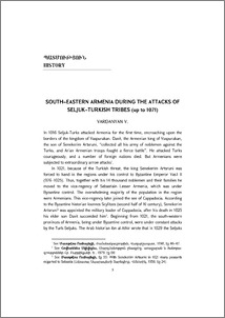 South-Eastern Armenia During the Attacks of Seljuk-Turkish Tribes (up to 1071)