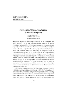 Paleoanthropology in Armenia (a Historical Background)