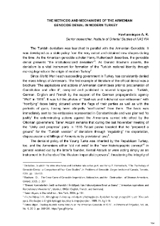 The methods and mechanisms of the Armenian Genocide denial in modern Turkey