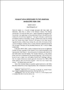 Humanitarian responses to the armenian massacres 1894-1896