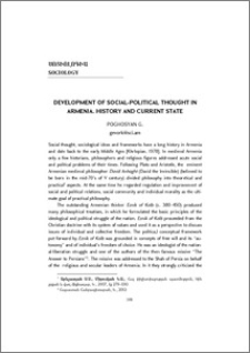 Development of social-political thought in Armenia. History and current state
