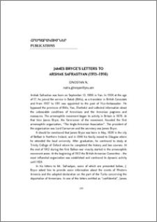James Bryces Letters to Arshak Safrastyan (1915-1916)