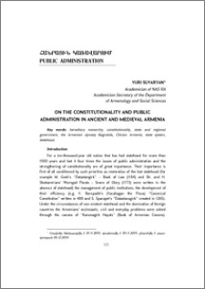 On the Constitutionality and Public Administration in Ancient and Medieval Armenia