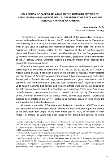 Collection of papers relating to the Armenian District of Nakhijevan (1918-1920) from the U.S. Department of State and the National Archives of Armenia