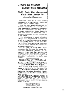 Allies to punish Turks who murder (New York Times)