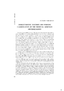 Characteristic features and periodic classification of the medieval Armenian historiography