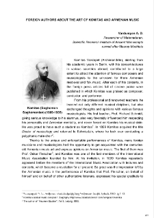 Foreign authors about the art of Komitas and Armenian Music