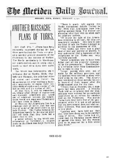 Another Massacre plans of Turks (The Meriden Daily Journal)