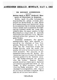 To Divert Attention. Sultan Said to Have Ordered Massacre of Christians in Armenia (Aberdeen Herald)