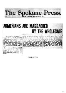 Armenians are Massacred by the wholesale (The Spokane Press)