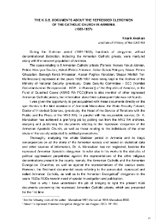 The K.G.B. Documents about the repressed Clergymen of the Catholic Church in Armenia (1928-1937)