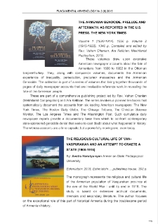 The Religious-Cultural life of Van-Vaspurakan and an attempt to craete a state (1908-1918)