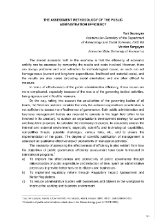 The assessment methodology of the public administration efficiency