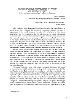 Southern Caucasus. The projection of harmony and regional security